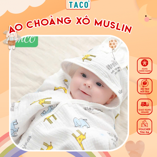 Áo Choàng Xô Muslin 4 Lớp Chống Nắng (90x90cm) | Mềm Mại, An Toàn, Bảo Vệ Bé Toàn Diện, Thoáng Khí