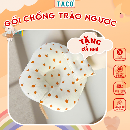 [Tặng Gối Nhỏ] Gối Chống Trào Ngược TACO,Chất Liệu Muslin Cao Cấp, Thấm Mồ Hôi, Chống Nôn Trớ Sau Ăn Hiệu Quả