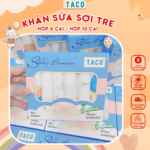 Hộp 6-10 Khăn Sữa Sợi Tre Cho Bé 4 Lớp Organic - Mềm Mịn, Kháng Khuẩn, Thấm Hút Tốt, Bền Bỉ