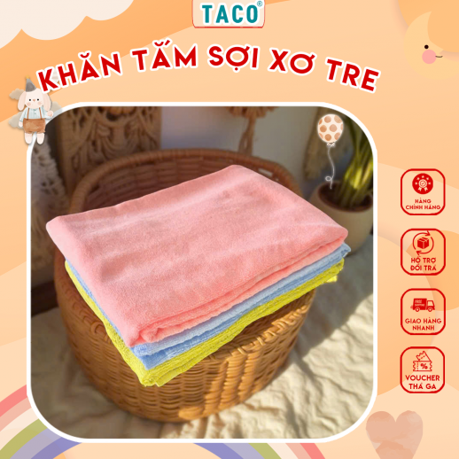 Khăn Tắm, Gội Đầu, Lau Mặt Sợi Xơ Tre 60 x 120cm - Mềm Mại, Thấm Hút, Kháng Khuẩn, An Toàn, Đa Năng Cho Cả Gia Đình