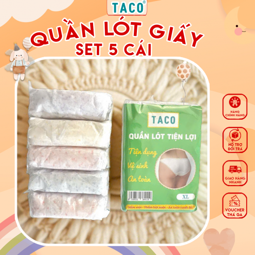 Quần Lót Giấy TACO - Dành Cho Nữ Dùng 1 Lần, Mẹ Bầu, Sinh Viên, Đi Du Lịch Tiện Lợi, Vệ Sinh