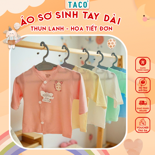 Áo Sơ Sinh Tay Dài Thun Lạnh Cho Bé Trai/Gái - Họa Tiết Đơn | Mát – Mềm – Co Giãn Tối Đa, Thoáng Khí