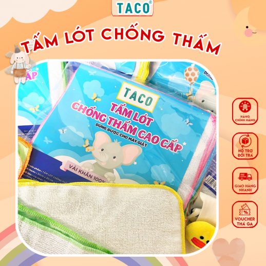 Combo 10 Tấm Lót Chống Thấm Thay Bỉm Cho Bé Taco 30x30cm | Miếng Lót Sơ Sinh Chống Tràn Tiện Lợi & Hiệu Quả